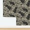 Block Print Bunnies Linocut Woodblock Hares Woodland Neutral Charcoal Gray Beige Background Botanical Leaves Foliage Forest Nursery Gender Custom Removable Wallpaper by Spoonflower Peel & Stick Wallpaper 2FT Wide